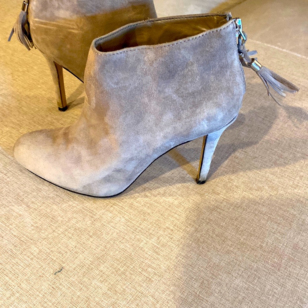 Genuine gray suede bootie